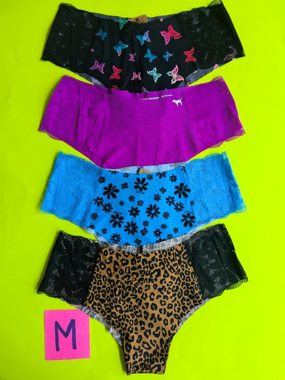 Victoria's Secret VS PINK Seamless Side Lace Size M Panties Bundle - Lot of 4